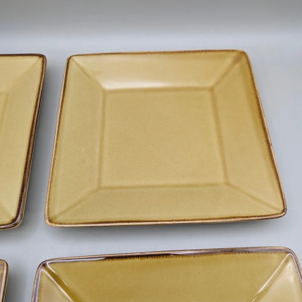 Pottery Barn Asian Squares 4 Dish Set Gold Yellow - 6